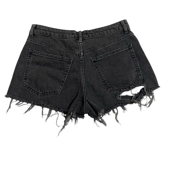 Forever 21 Womens Jean Shorts Size 28 Black Distressed Ripped Mid Rise Denim - Picture 2 of 9